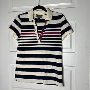 NWT Ralph Lauren, active polo size small, cream, blue and pink